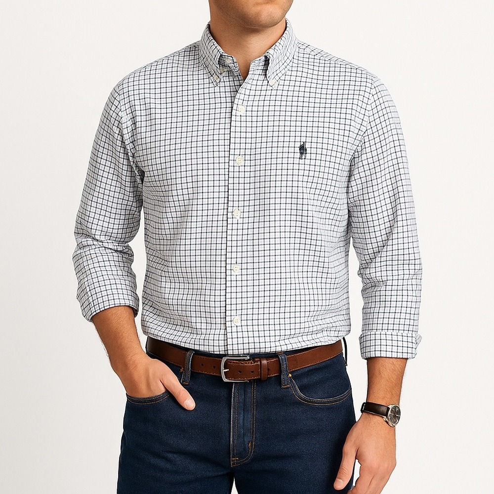 Ralph Lauren Classic Fit‎ Plaid Button Down Shirt Men's Size L Long Sleeve